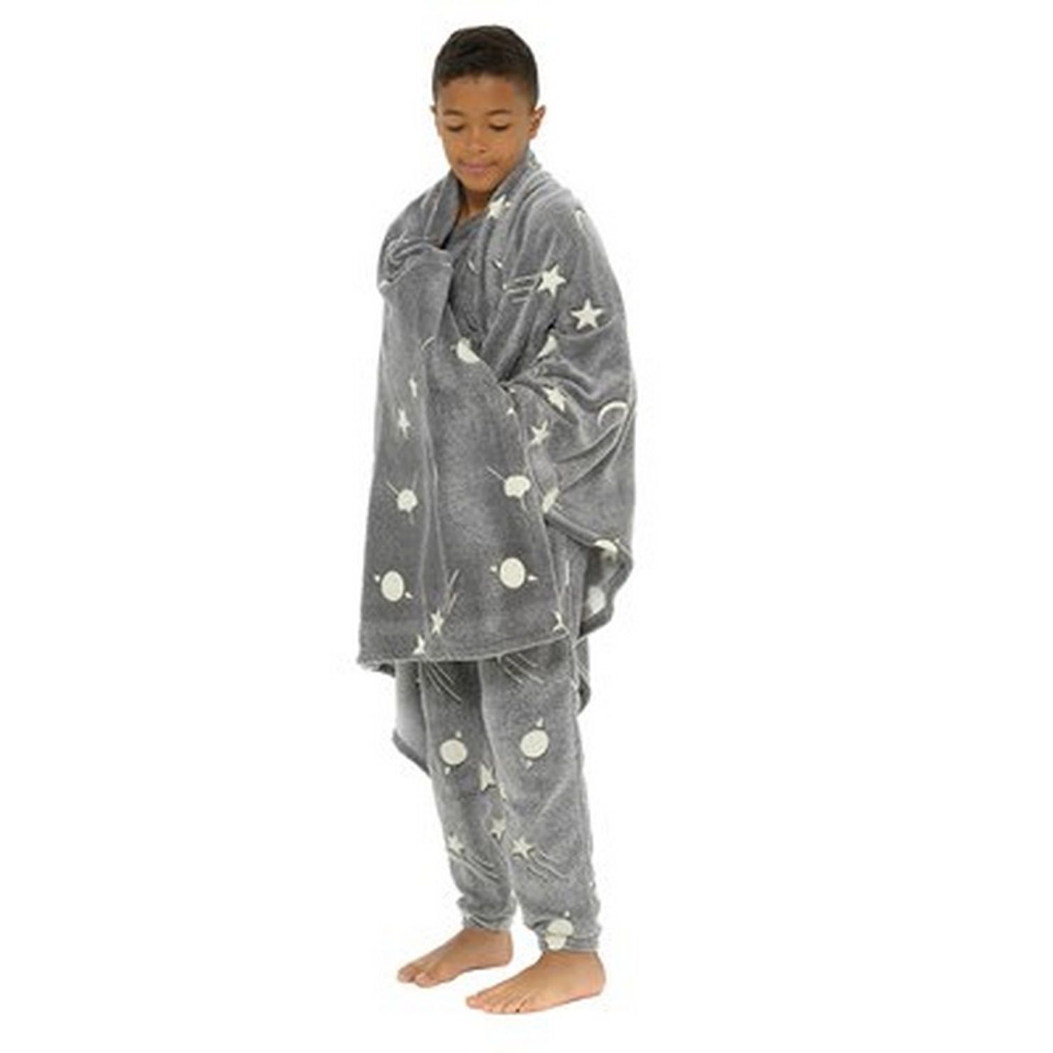 RJM Planets Print Glow In The Dark Blanket in Grey