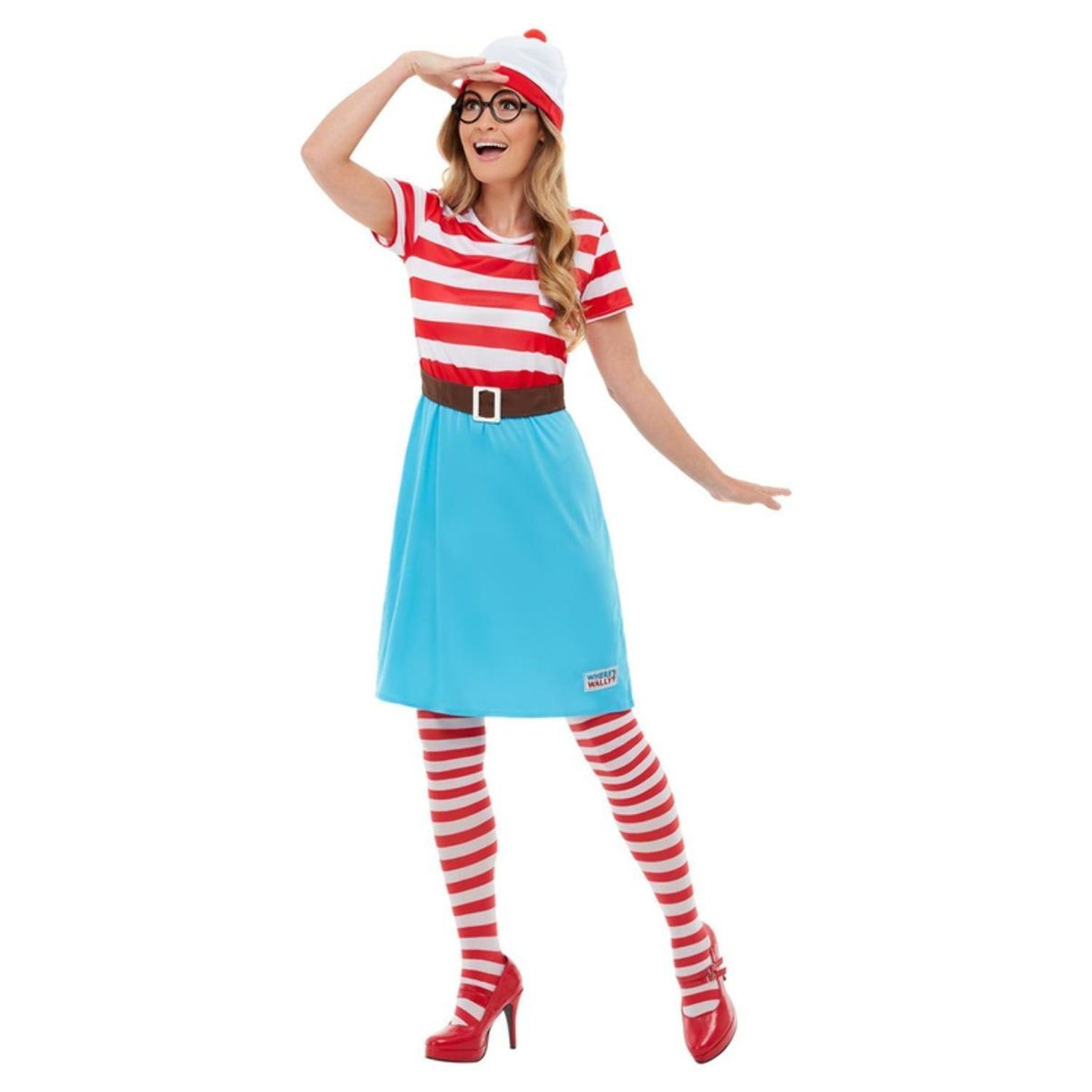 Wheres Wally? Womens/Ladies Wenda Costume Set - White/Red/Blue