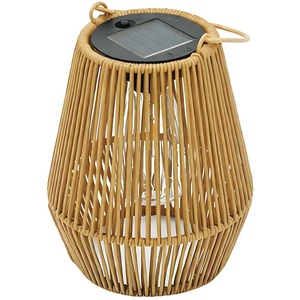 Set of 2 Solar Hanging Rattan Lantern LED Garden Patio Lamp Light Natural IP44