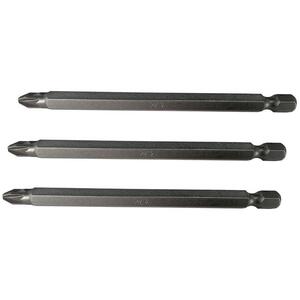 Faithfull Pozidriv S2 Power Screwdriver Bits PZ3 x 100mm (Pack 3)