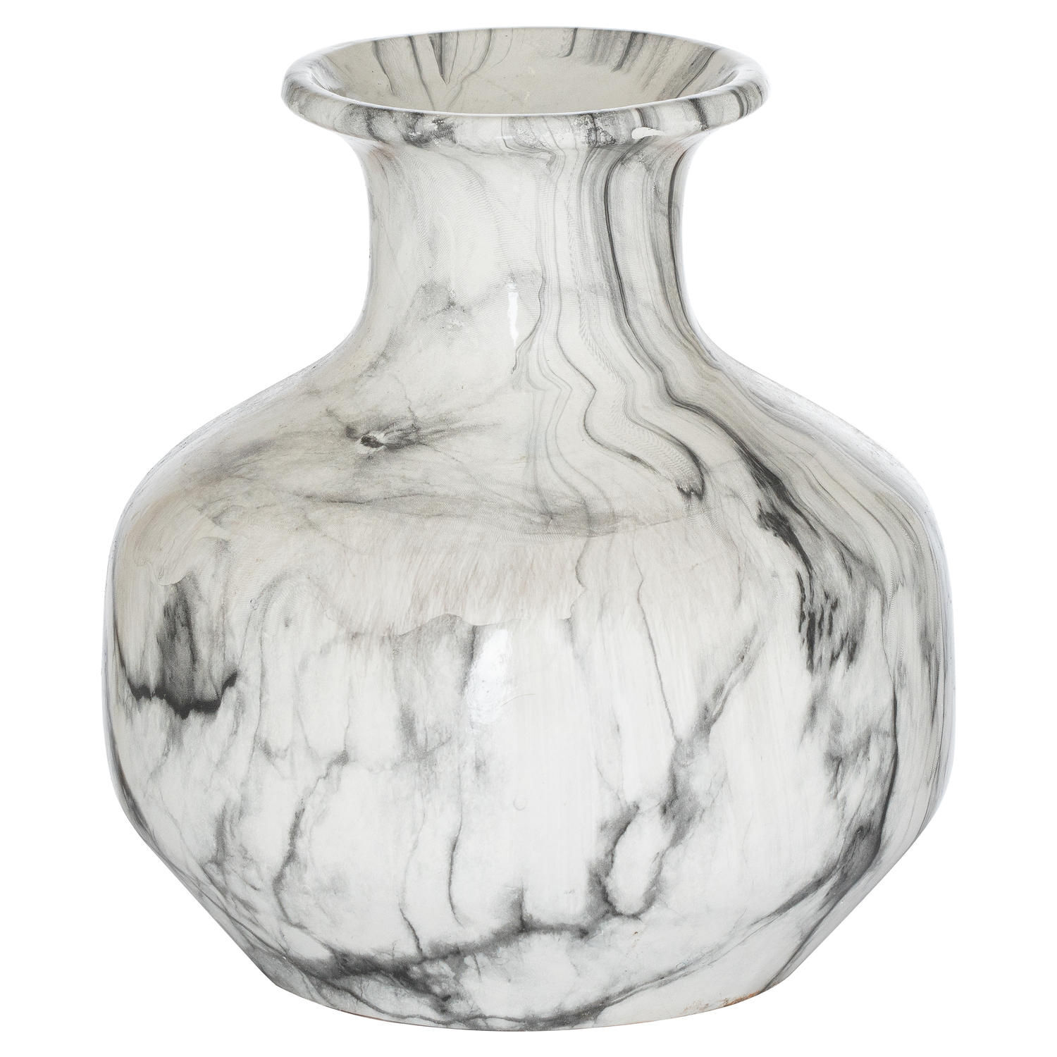 Hill Interiors Marble Squat Vase - White/Grey