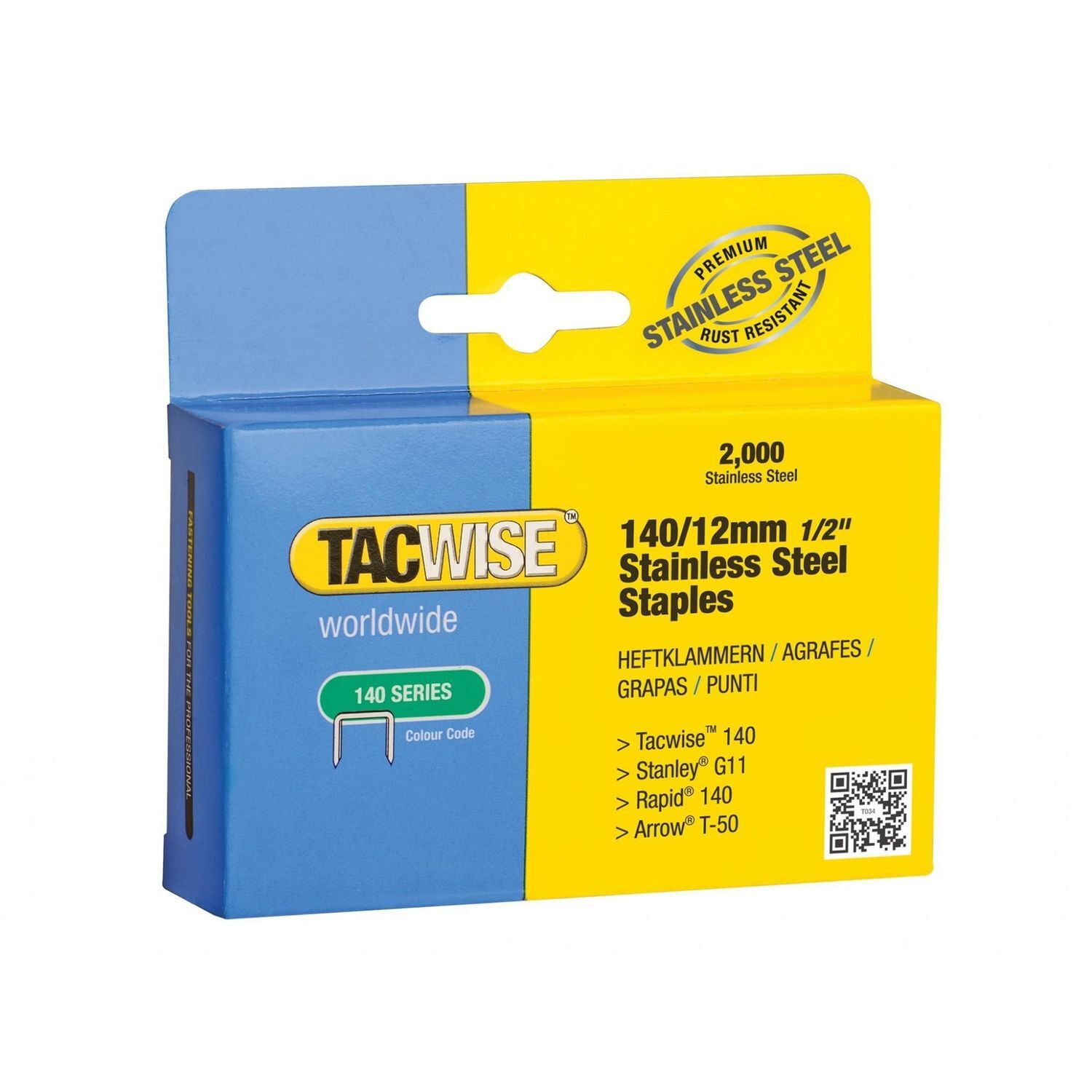 Tacwise 140 Series Stainless Steel Staples - Multi Colour