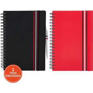 Red and Black Stripe B5 Notebook and Pen Set