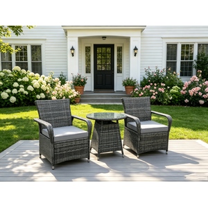 Fimous Rattan Bistro Set Round Table