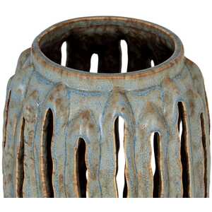 Tall Textured Ceramic Cut-Out Candle Holder Lantern