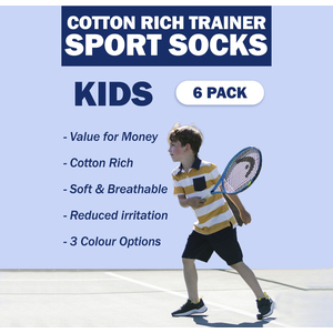 6 Pack Kids White Socks | Sock Snob | Bamboo Trainer Socks for Boys and Girls