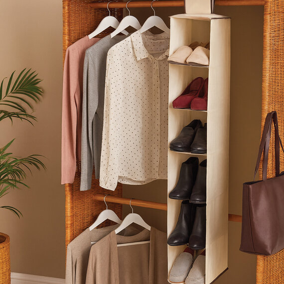 Verti 6 Section Cream Hanging Shoe Organiser