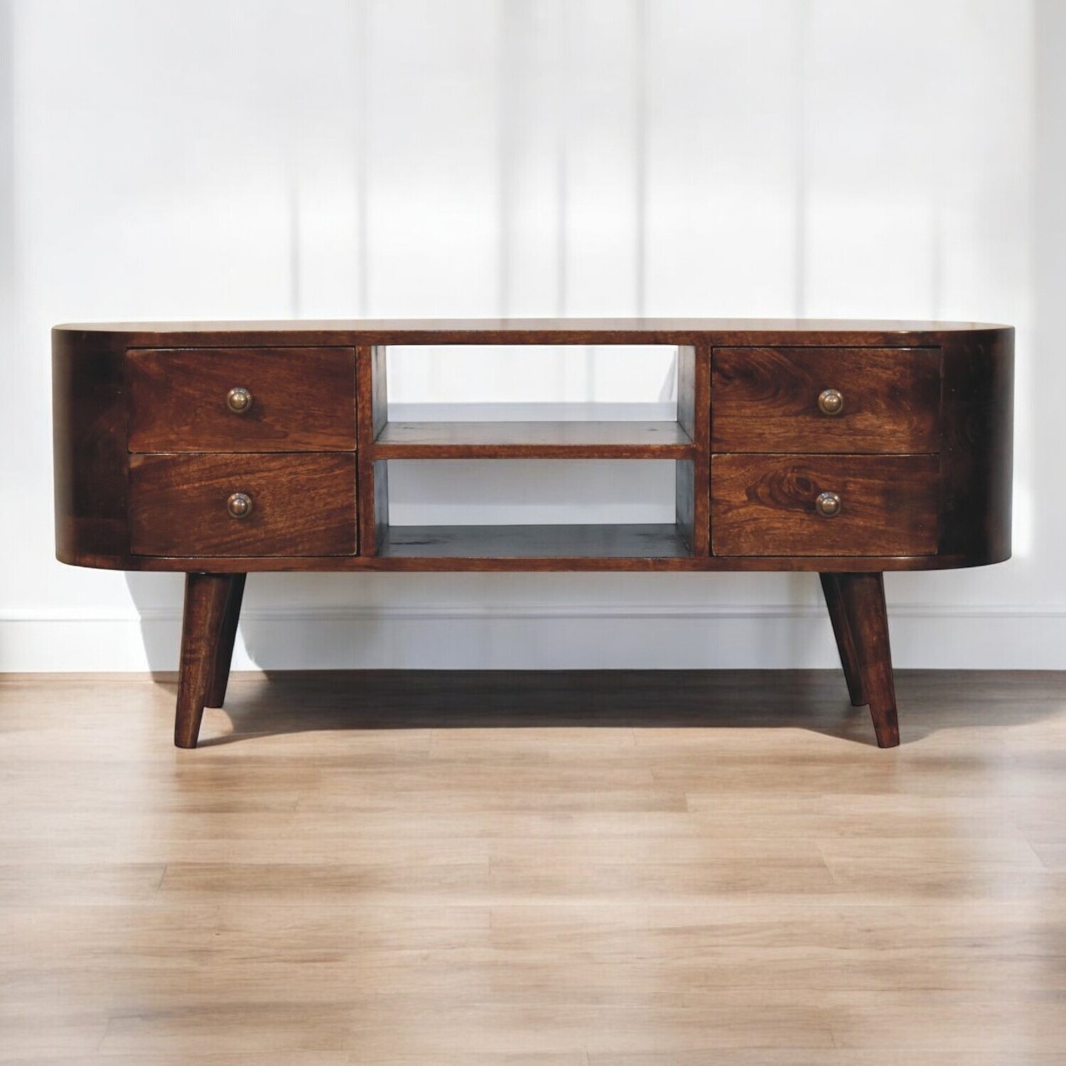 Artisan Furniture California Walnut Rounded Entertainment Unit - Brown
