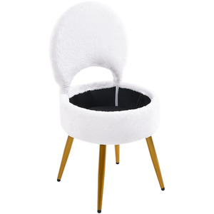 Modern Upholstered Dressing Table Chair with Hidden Storage