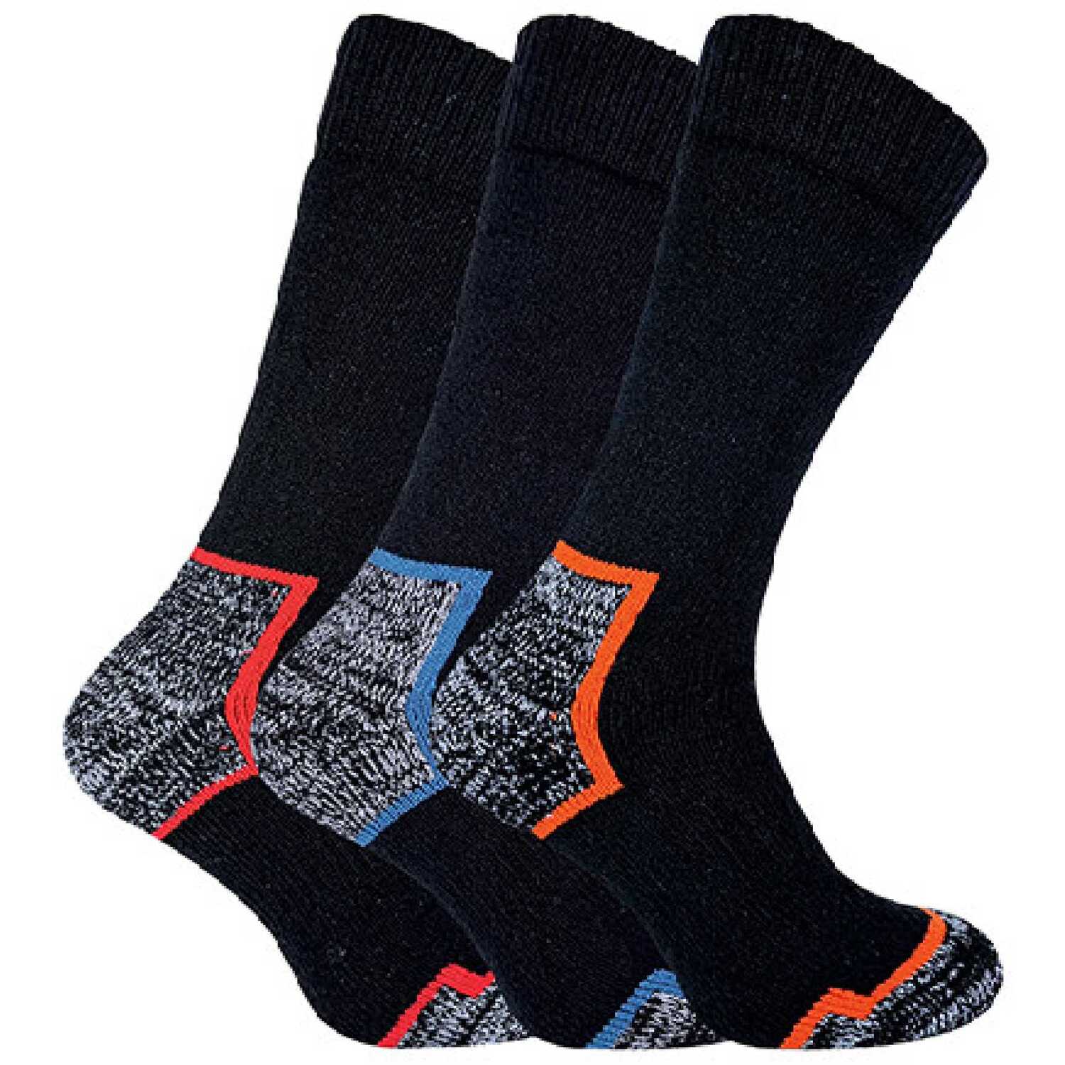 3 Pairs Mens Heavy Duty Cotton Cushioned Work Boot Socks with Reinforced Heel & Toe - Image 2