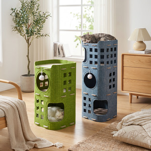 Cosy Cat House with Hanging Fluffy Ball Toy