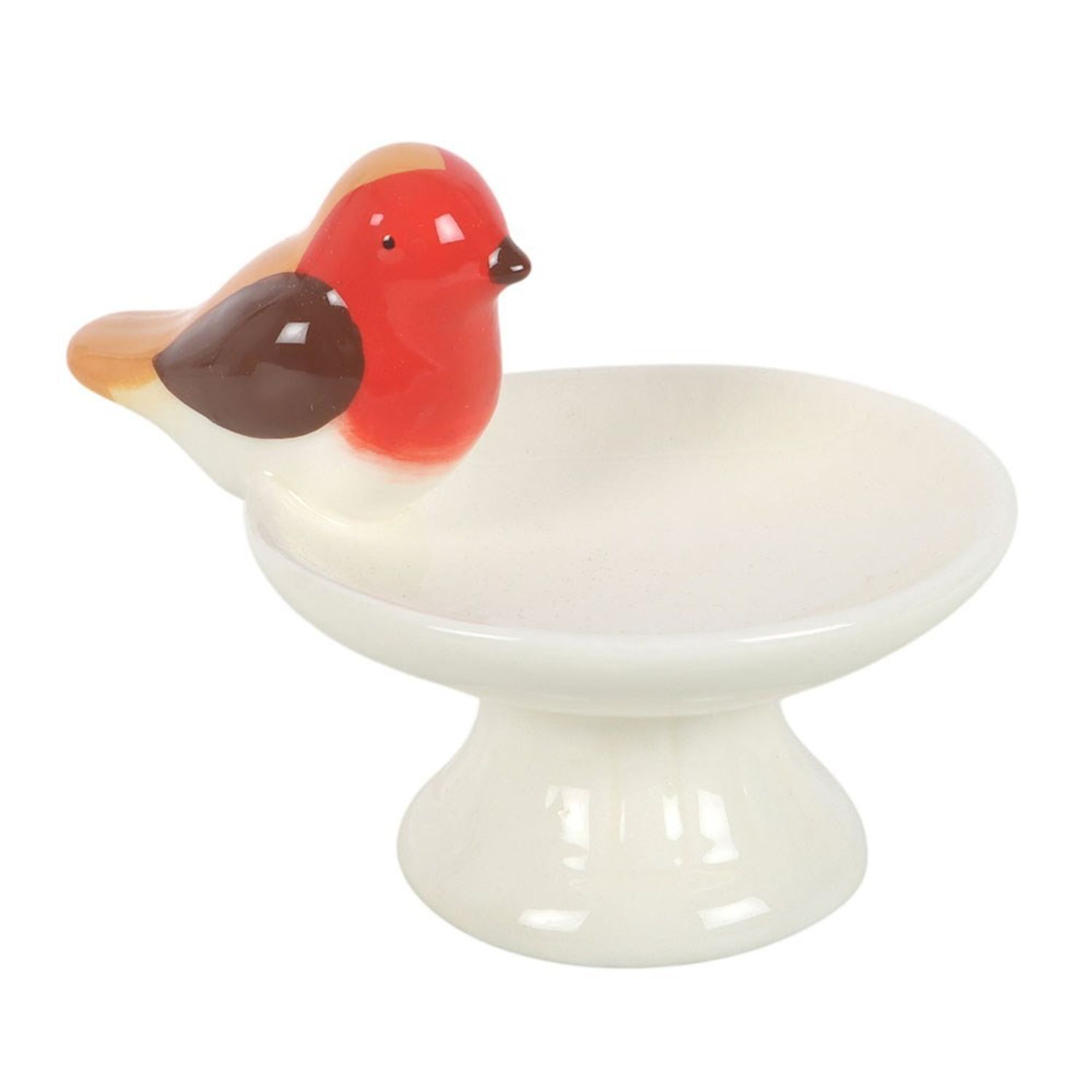  - Something Different Robin Bird Bath Trinket Dish White/red (One Size) - Image 2