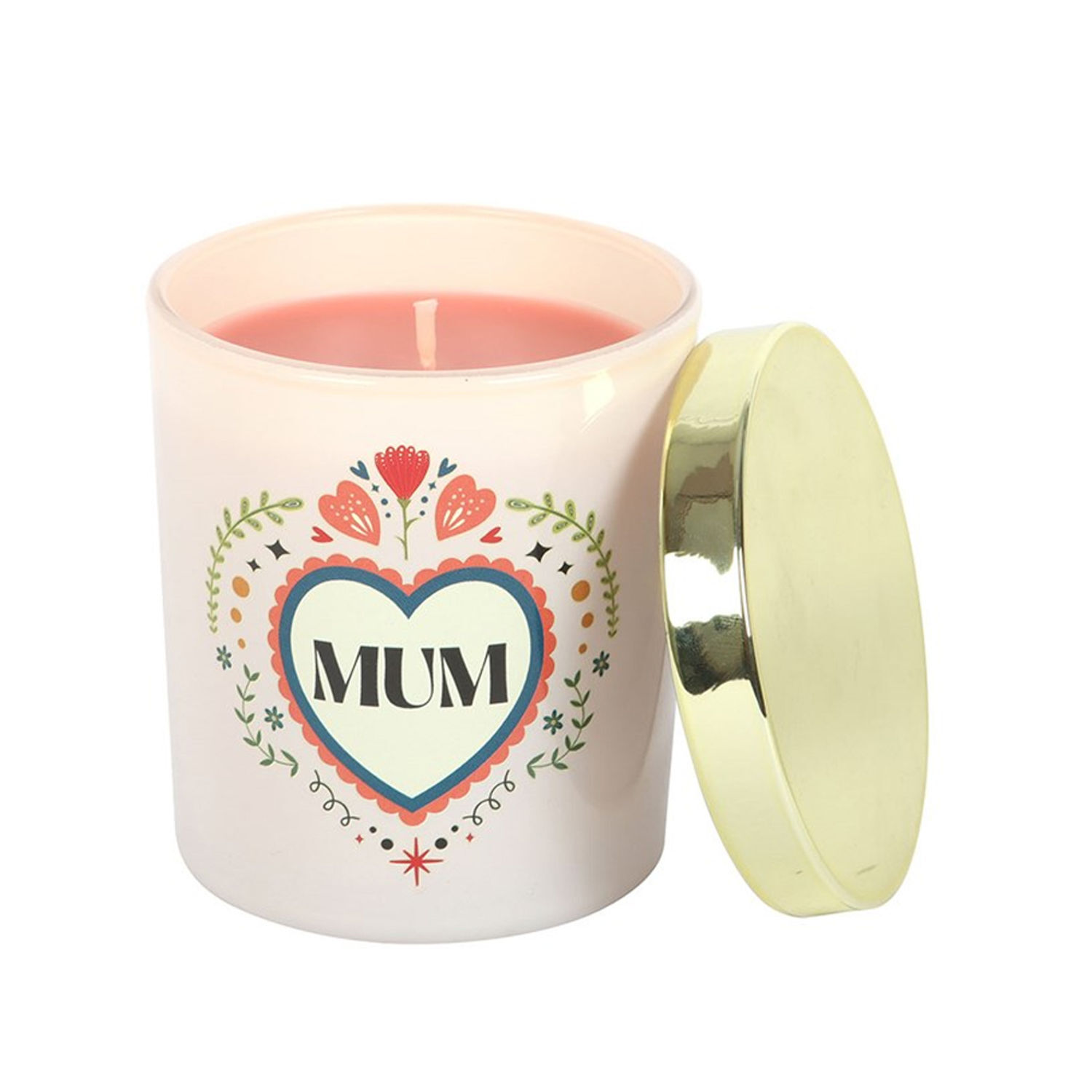 Something Different Mum French Tulip Folk Heart Scented Candle - Pastel Pink