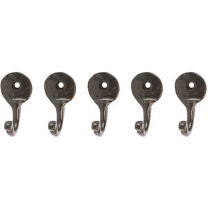 Hammered Round Plate Single Hook - W25mm x H45mm - Black - Pack of 5