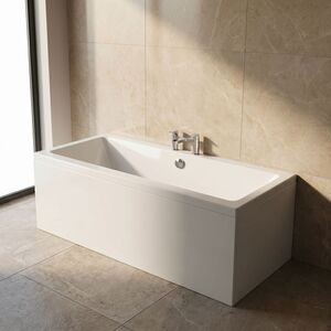 Balterley Modern Square Thin Edge Double Ended Straight Shower Bath with Leg