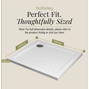 900mm x 800mm Premium Rectangular Shower Tray - White