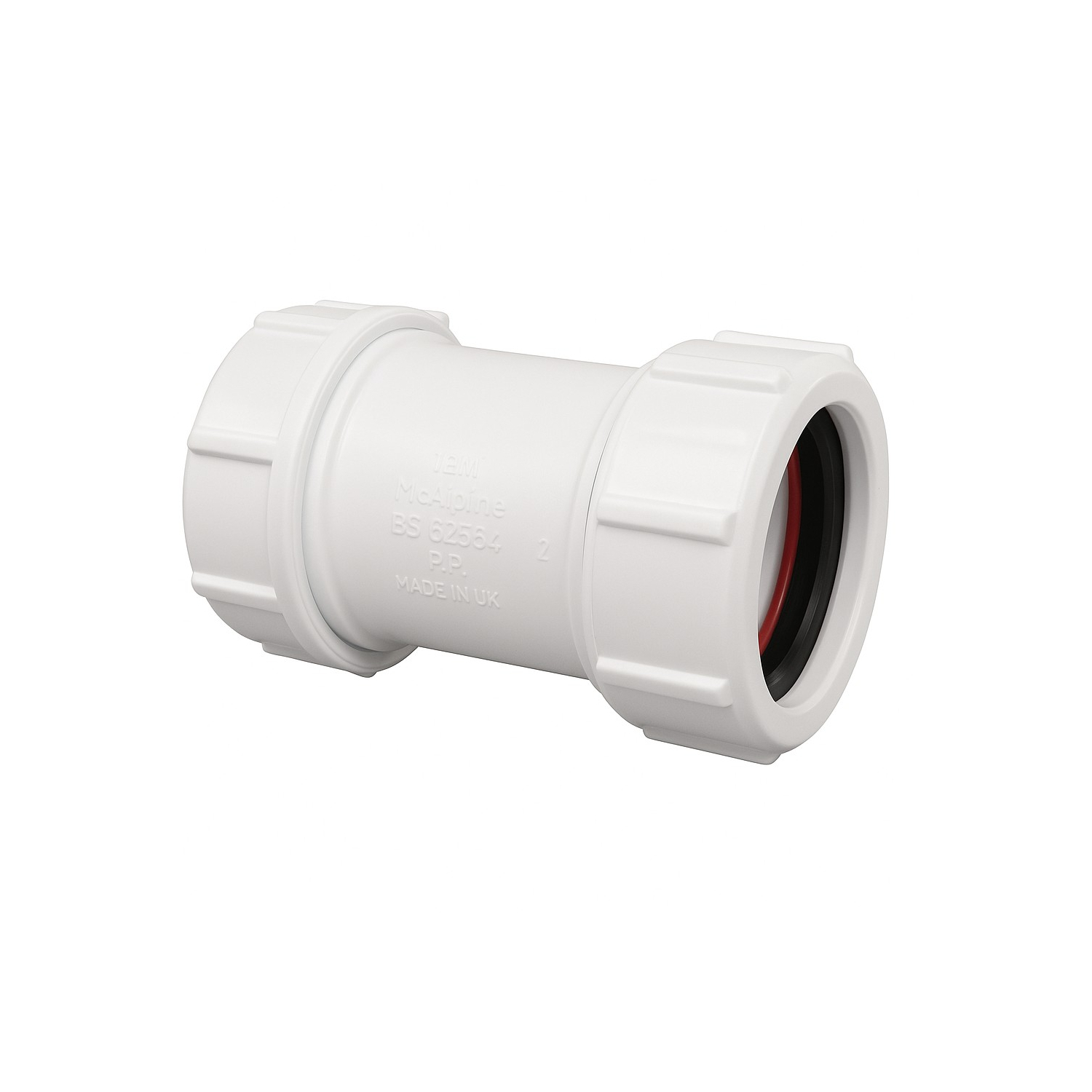 Mcalpine 1.5" Universal Slip Through Straight Connector - No Pipe Stop - White