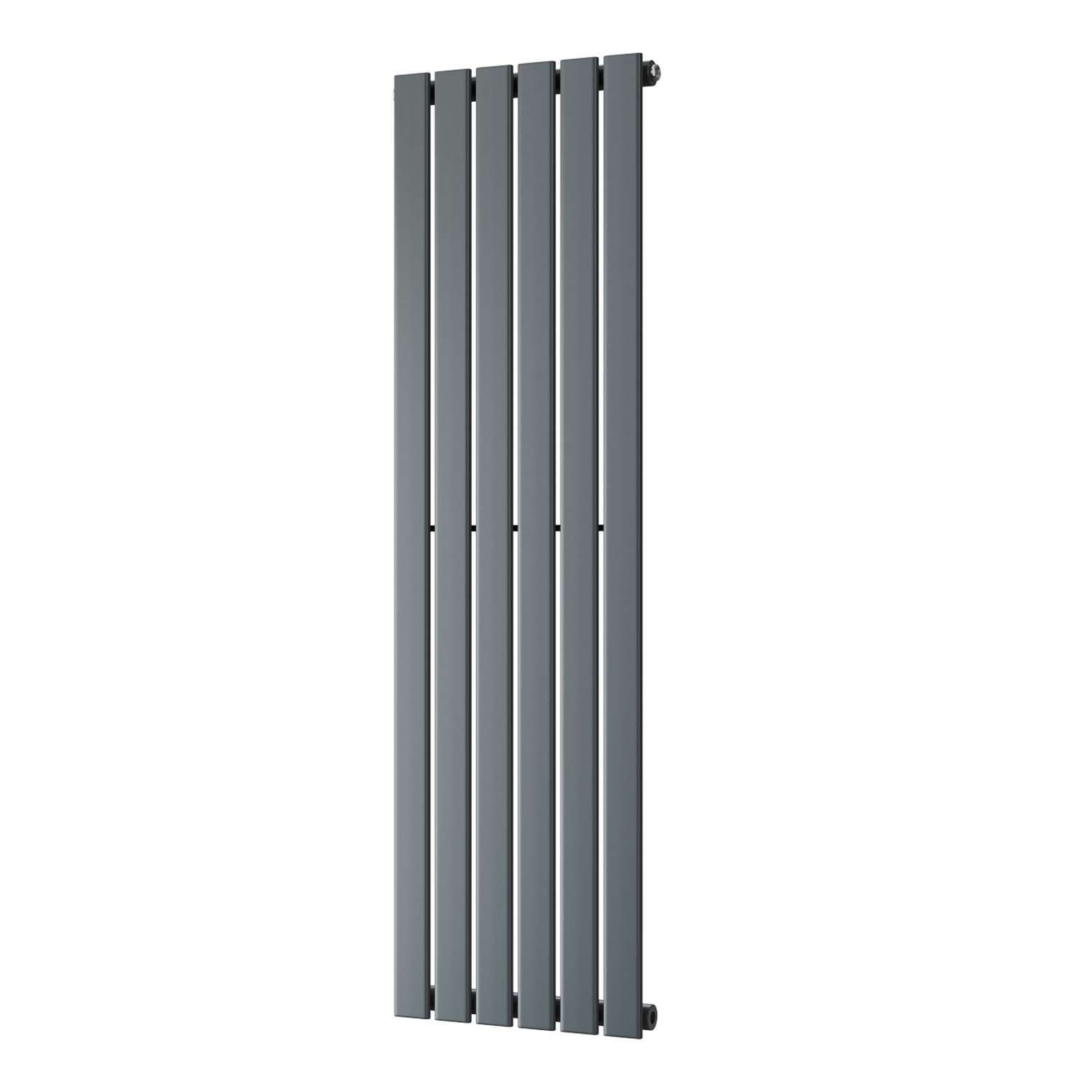 Uk Radiators Typhoon - Anthracite Horizontal Radiator Single Panel - Feet Included - Anthracite / 408Mm / 1400Mm