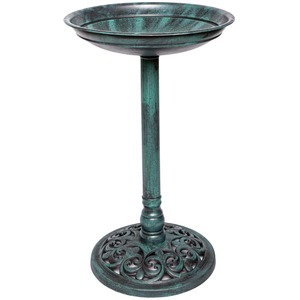 Green Bronze Effect Garden Twin Bird Bath with Bird Sculptures shot 16981439