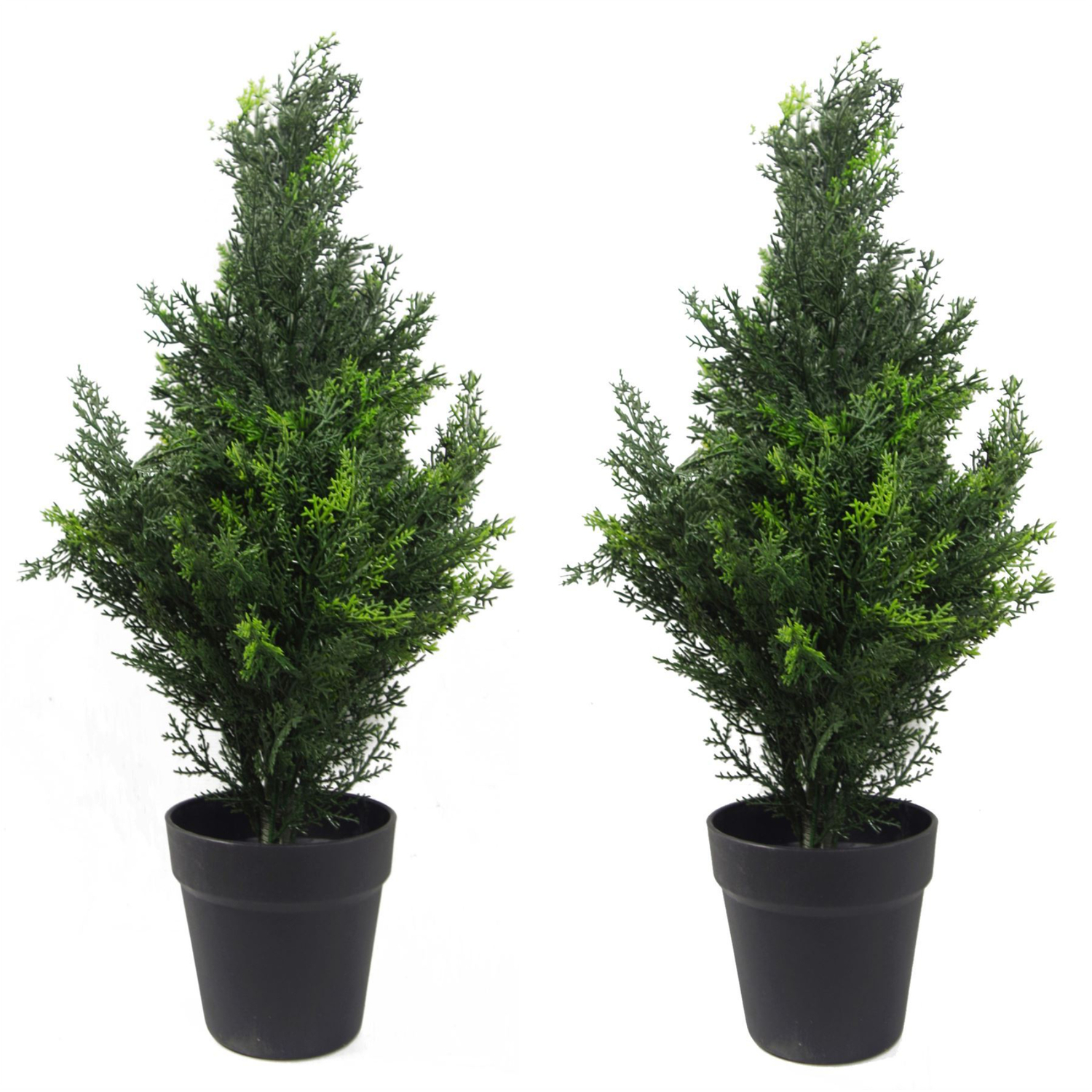 Pair Of UV Protected Artificial Cedar Trees 60cm - Green