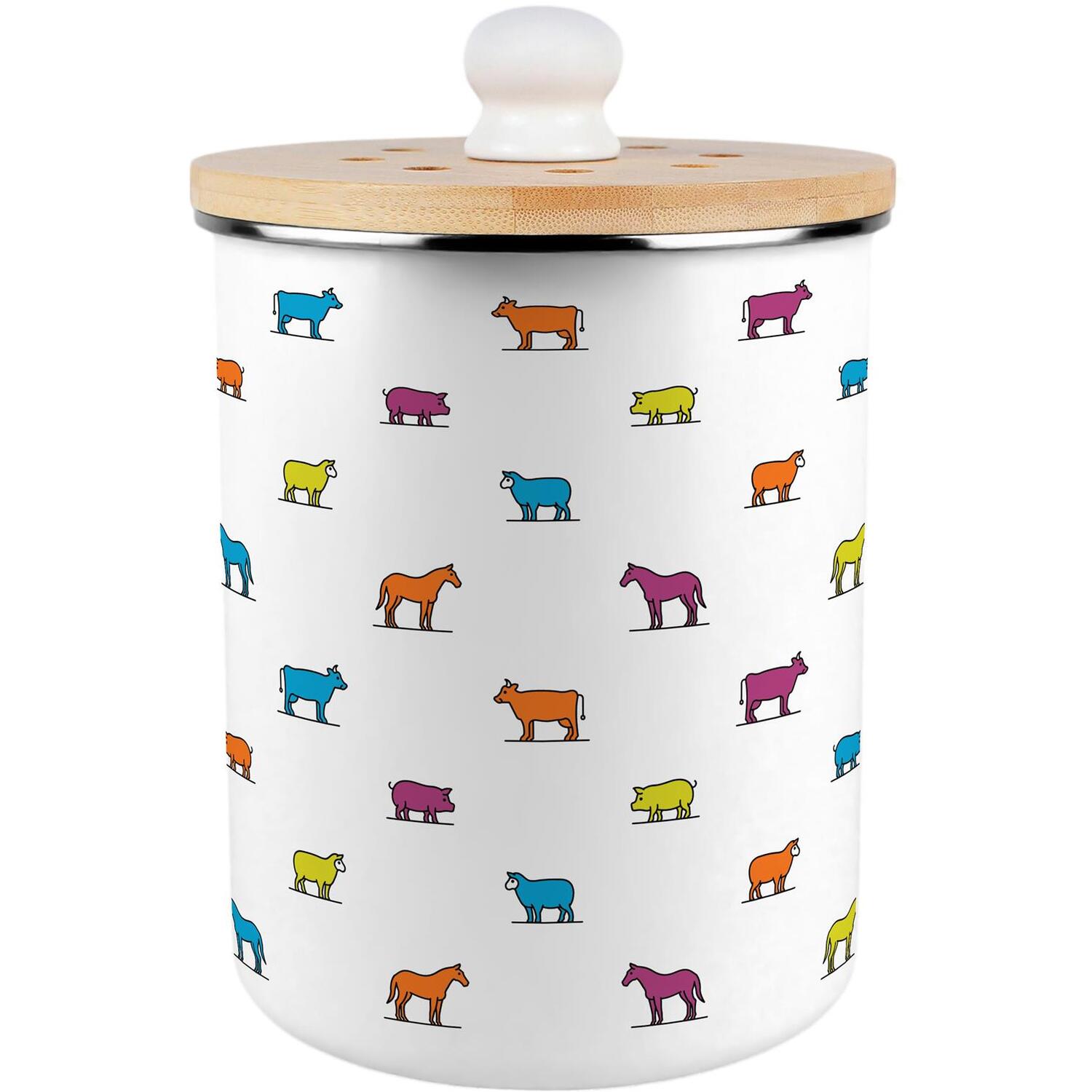 Farm Animals Food Waste Bin - Metal Decorative Kitchen Compost Caddy, 2 Litre - Image 3