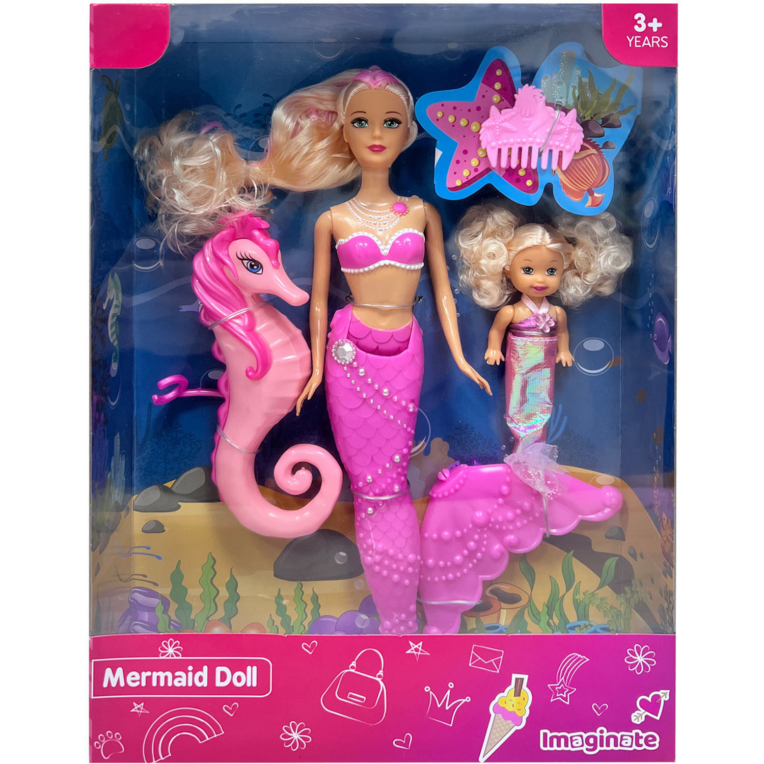 Pink Mermaid Doll Set
