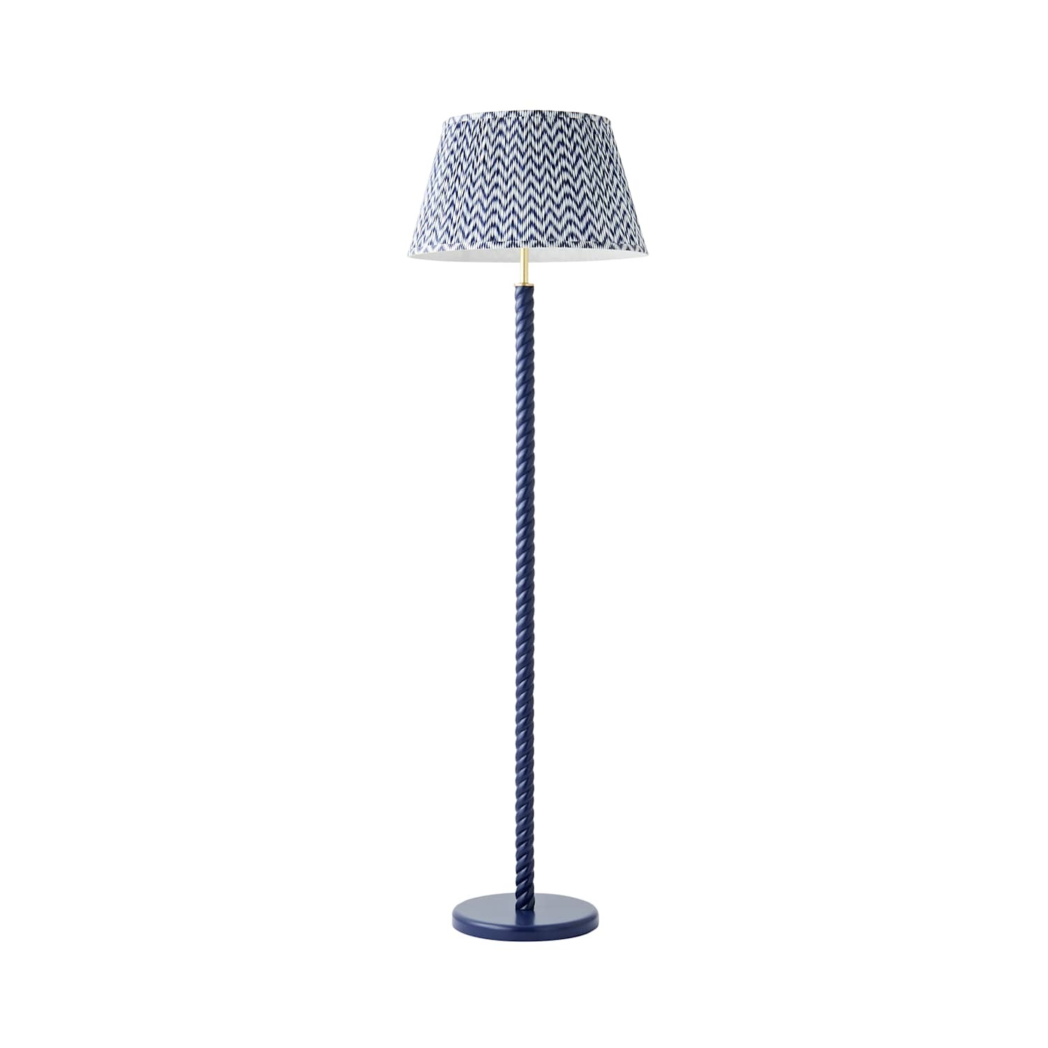 Valuelights Unisex Navy Amara Chevron Pleated Tapered Shade Wooden Twisted Floor Lamp And Bulb In - Image 5