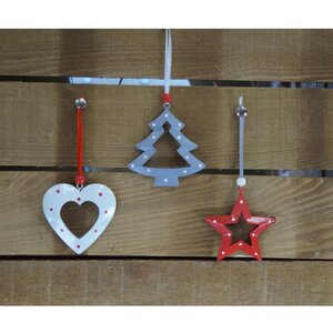 Multicolour Set of Three Hanging Metal Tree Decorations