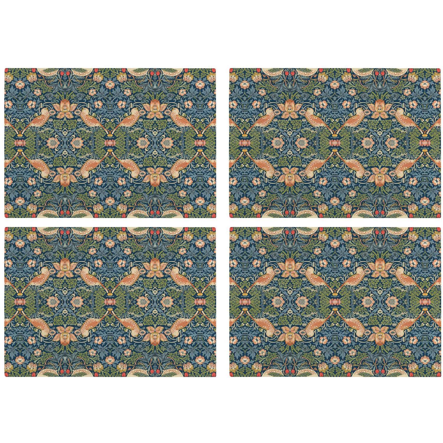 Image of Blue Strawberry Thief Glass Placemats -&hellip;