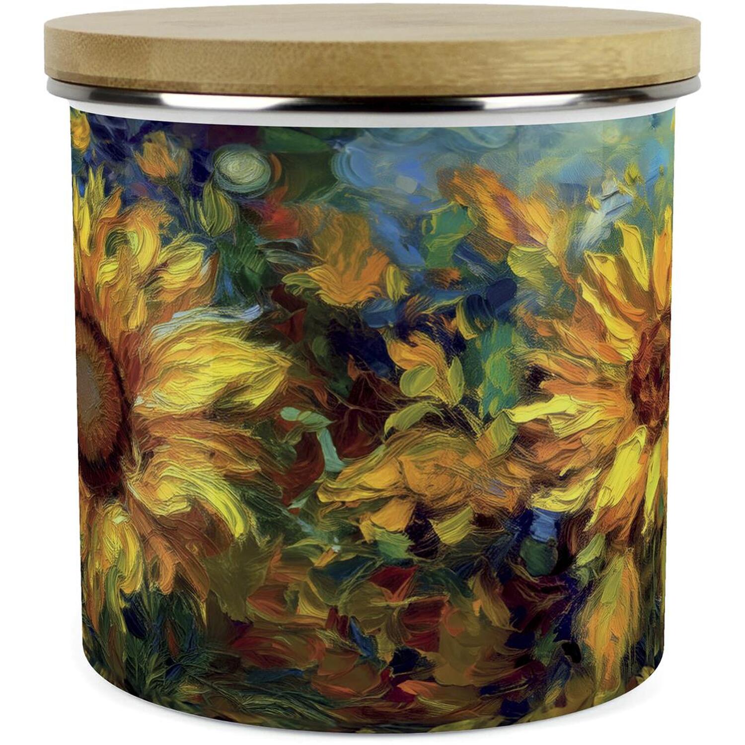Purely Home Sunflower Impressionism Large Kitchen Storage Canister - White
