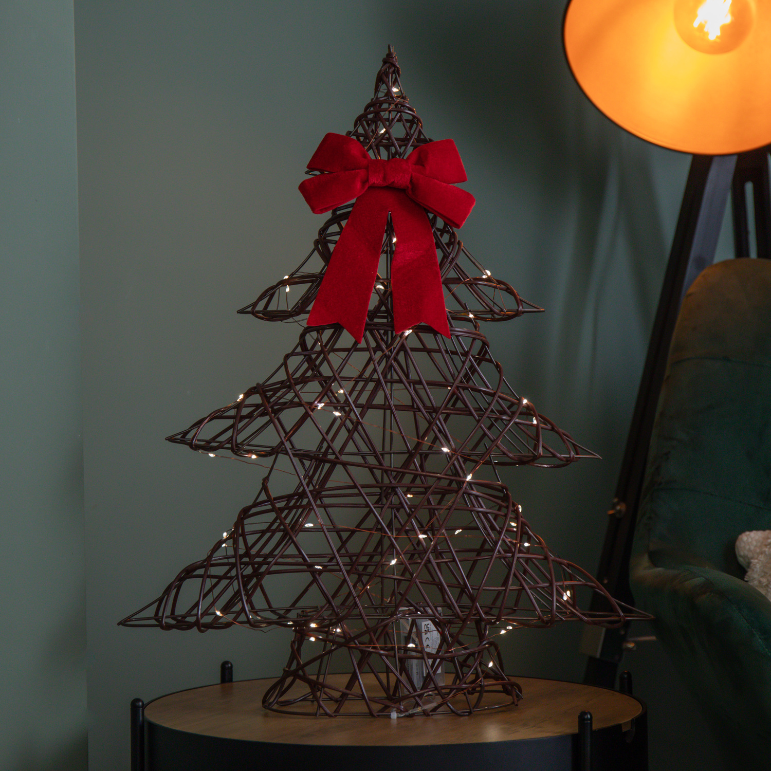 60cm Battery Operated Light up Christmas Tree with Red Bow & 60 Warm White LEDs - Samuel Alexander | TJ Hughes - Image 5