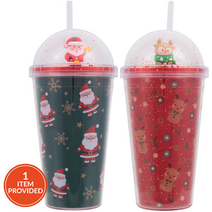 Christmas Figure Tumbler with Straw