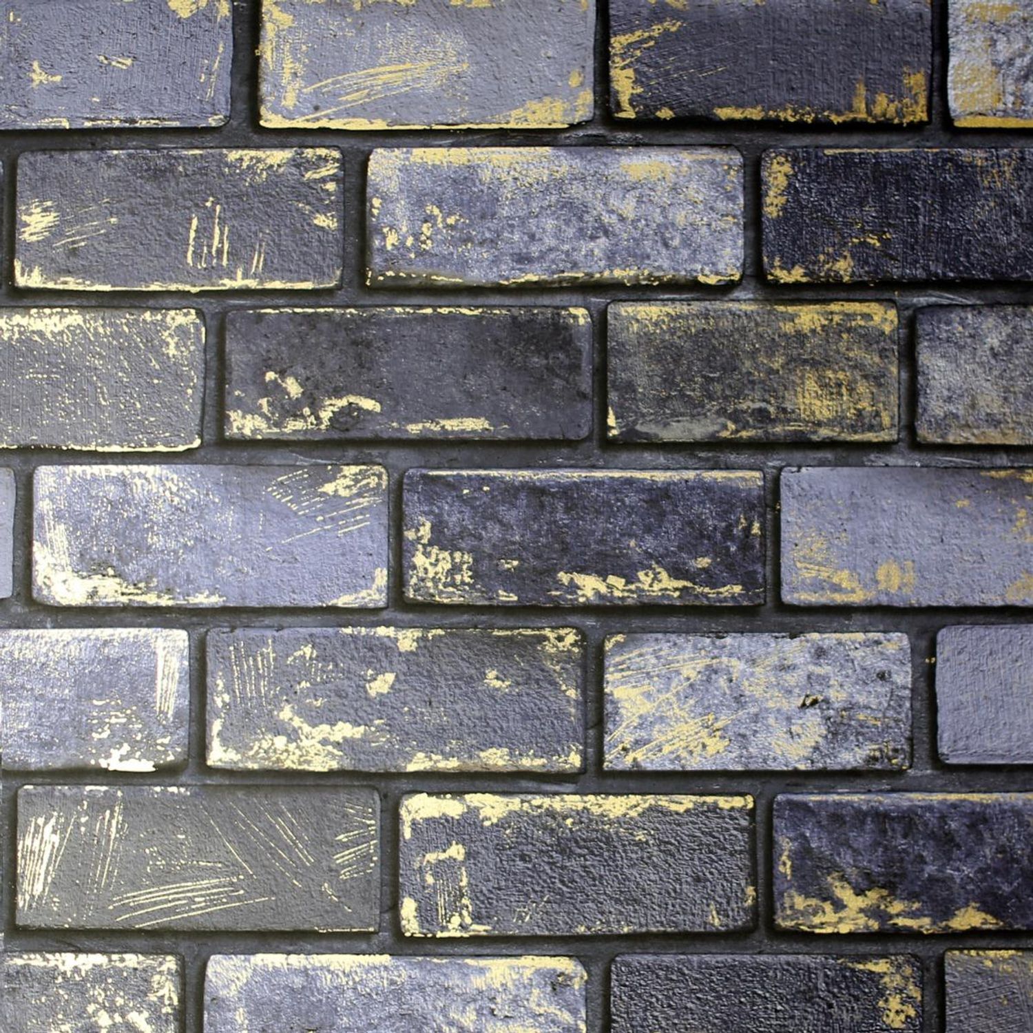 Arthouse Brick Wallpaper - Navy/Gold
