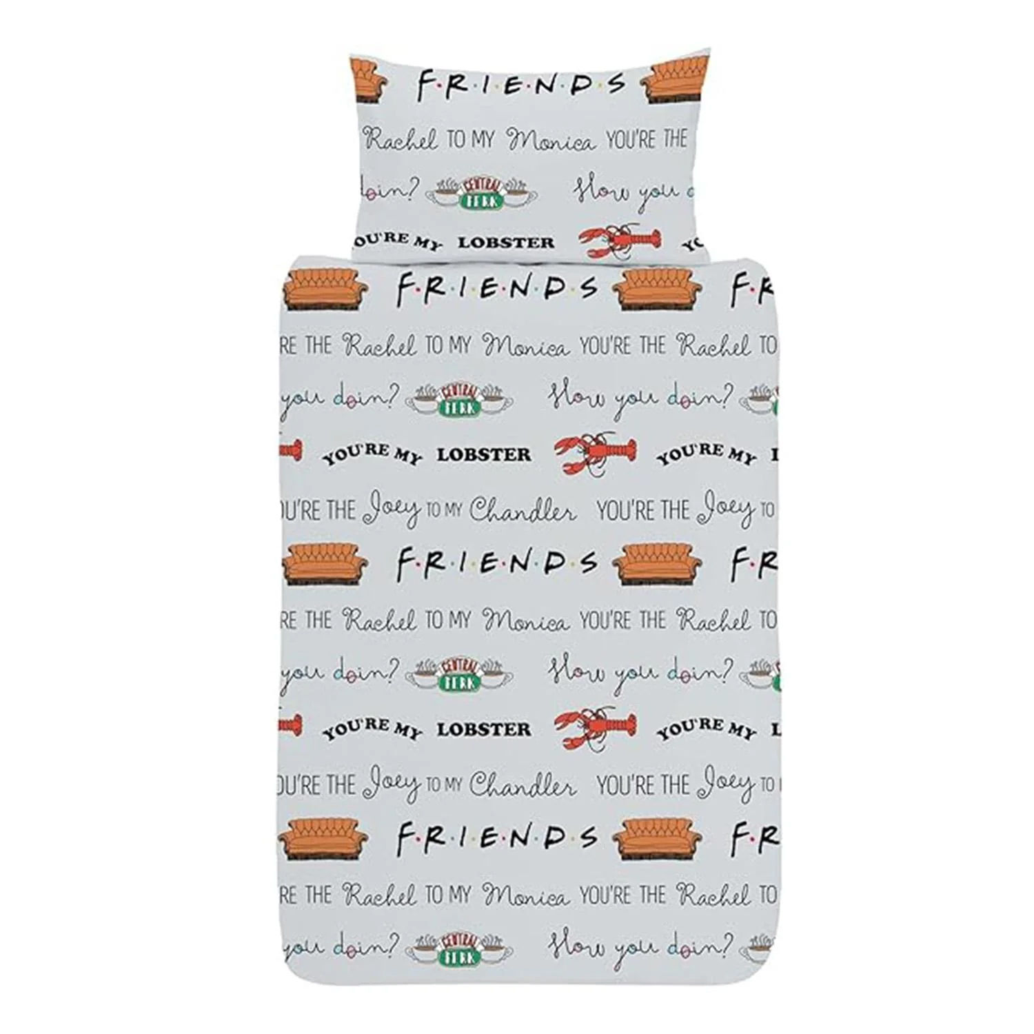 Friends Logo Reversible Duvet Set - Black/Grey