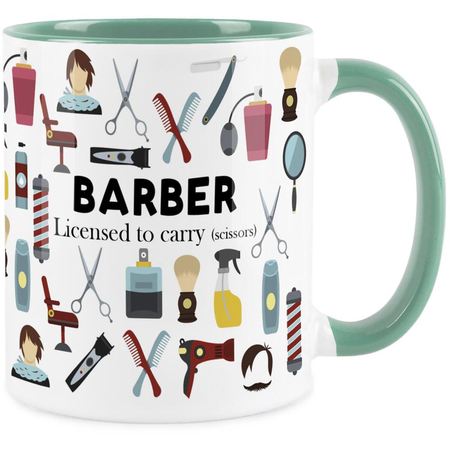 Purely Home Novelty Barber Turquoise Mug - Coffee/Tea Ceramic Cup Gift - Turquoise