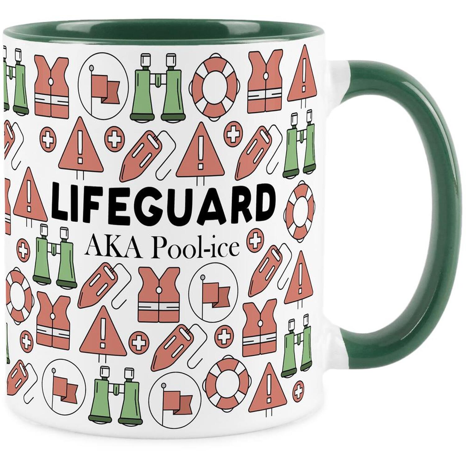 Purely Home Novelty Lifeguard Green Mug - Coffee/Tea Ceramic Cup Gift - Green