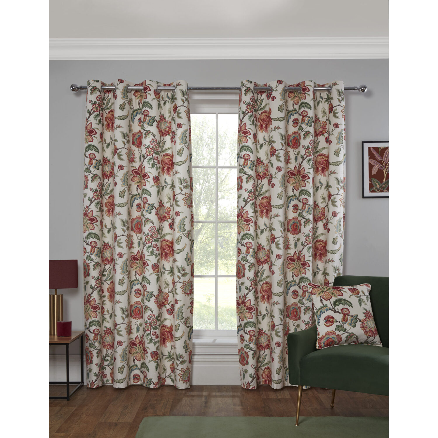 Sundour Linden Fully Lined Eyelet Curtains 100% Polyester Pair 229cm x 274cm - Multi / 45.72cm