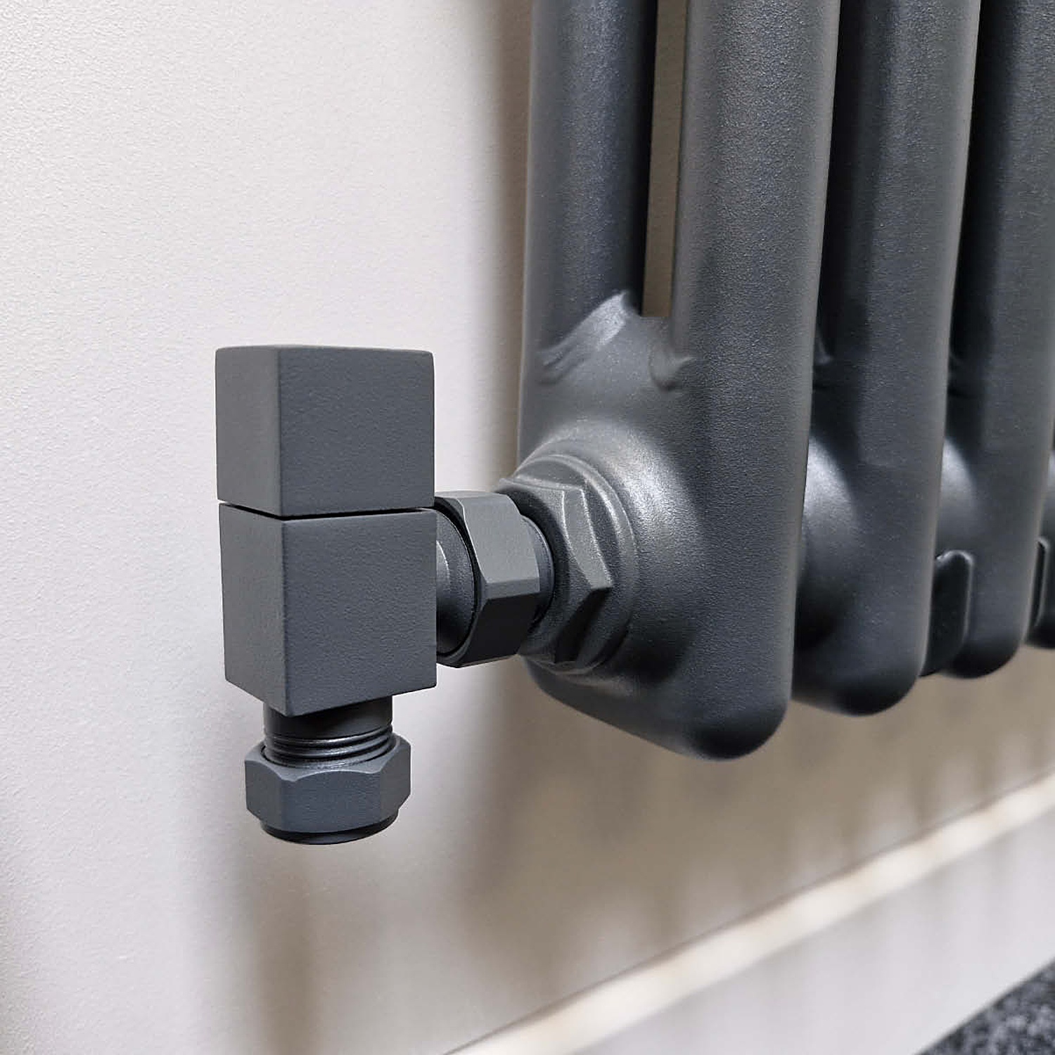 Lux Heat Angled Anthracite Grey Manual Square Valve Set - Anthracite Grey - Image 2