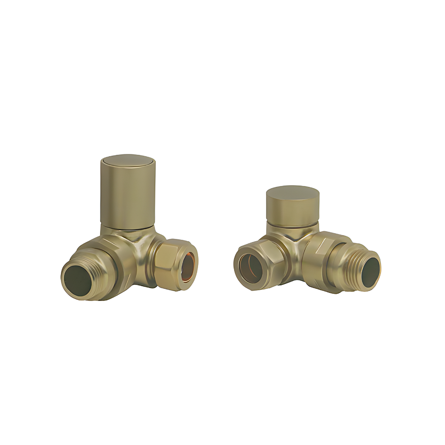 Lux Heat Corner Brushed Brass Manual Round Radiator Valve Set - Image 2