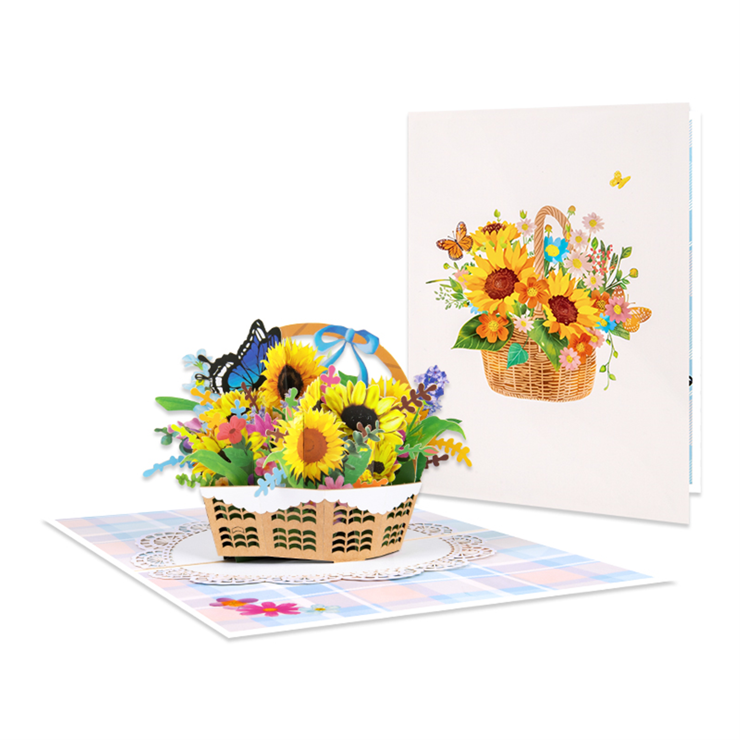 Brightfeel Sunflower Bloom Basket 3D Pop Up Greeting Card - White