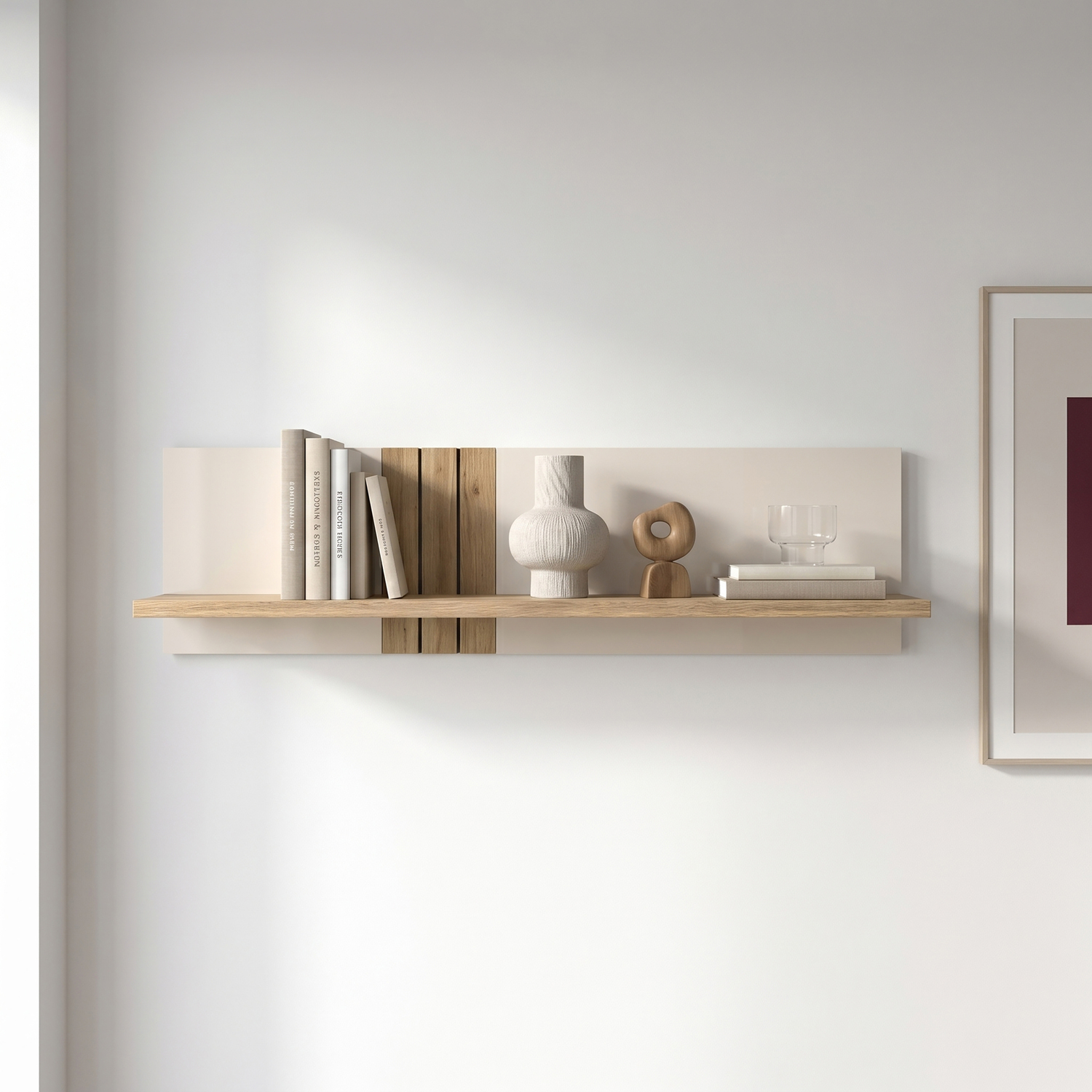 Furniture To Go Grafton Wall Shelf In Cream And Oak - Cream & Oak