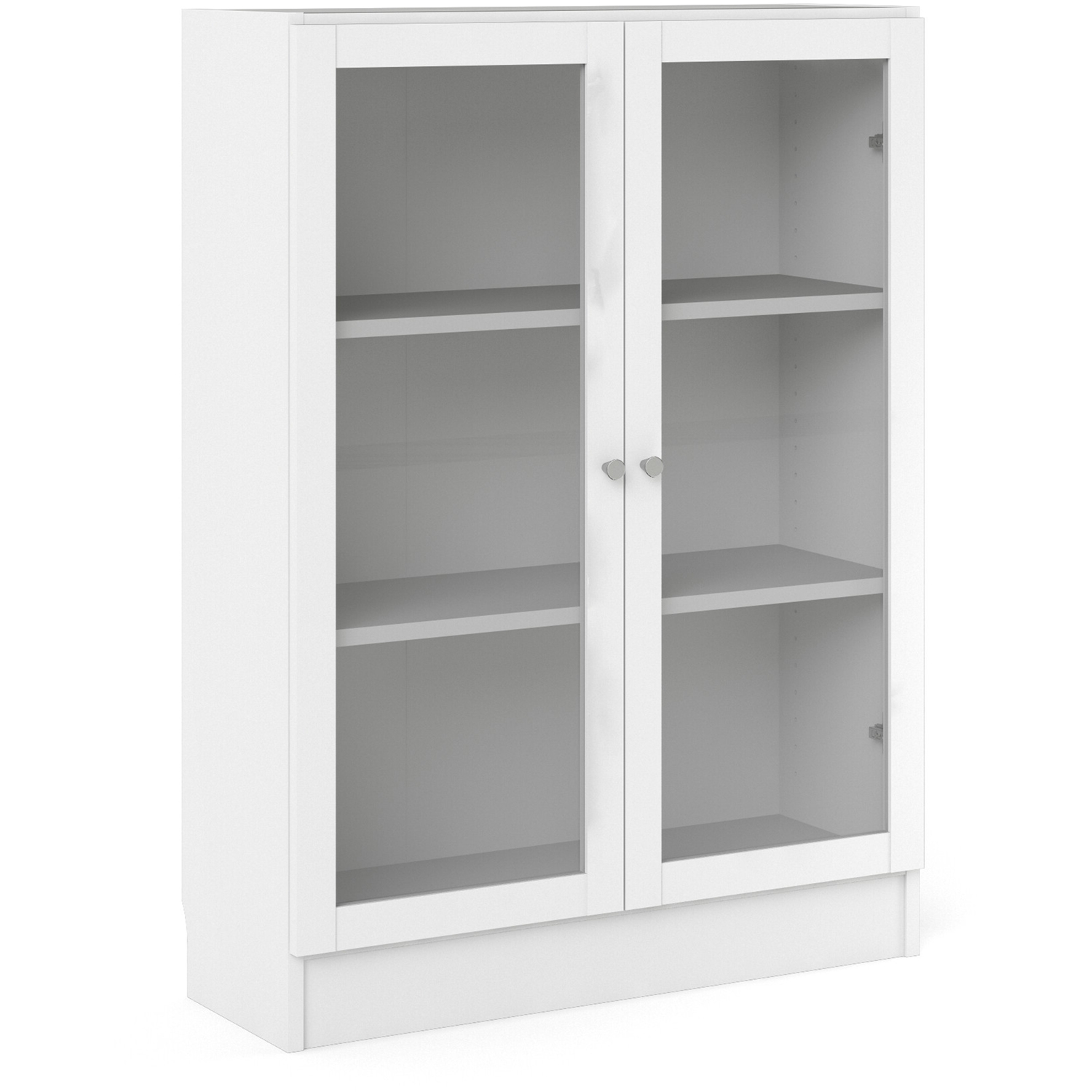 Furniture To Go Basic Low Wide Display Cabinet (2 Shelves) With 2 Glass Doors - White