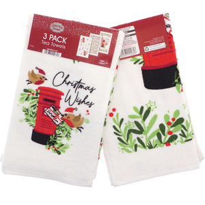 Pack of 3 Christmas Wishes Tea Towels