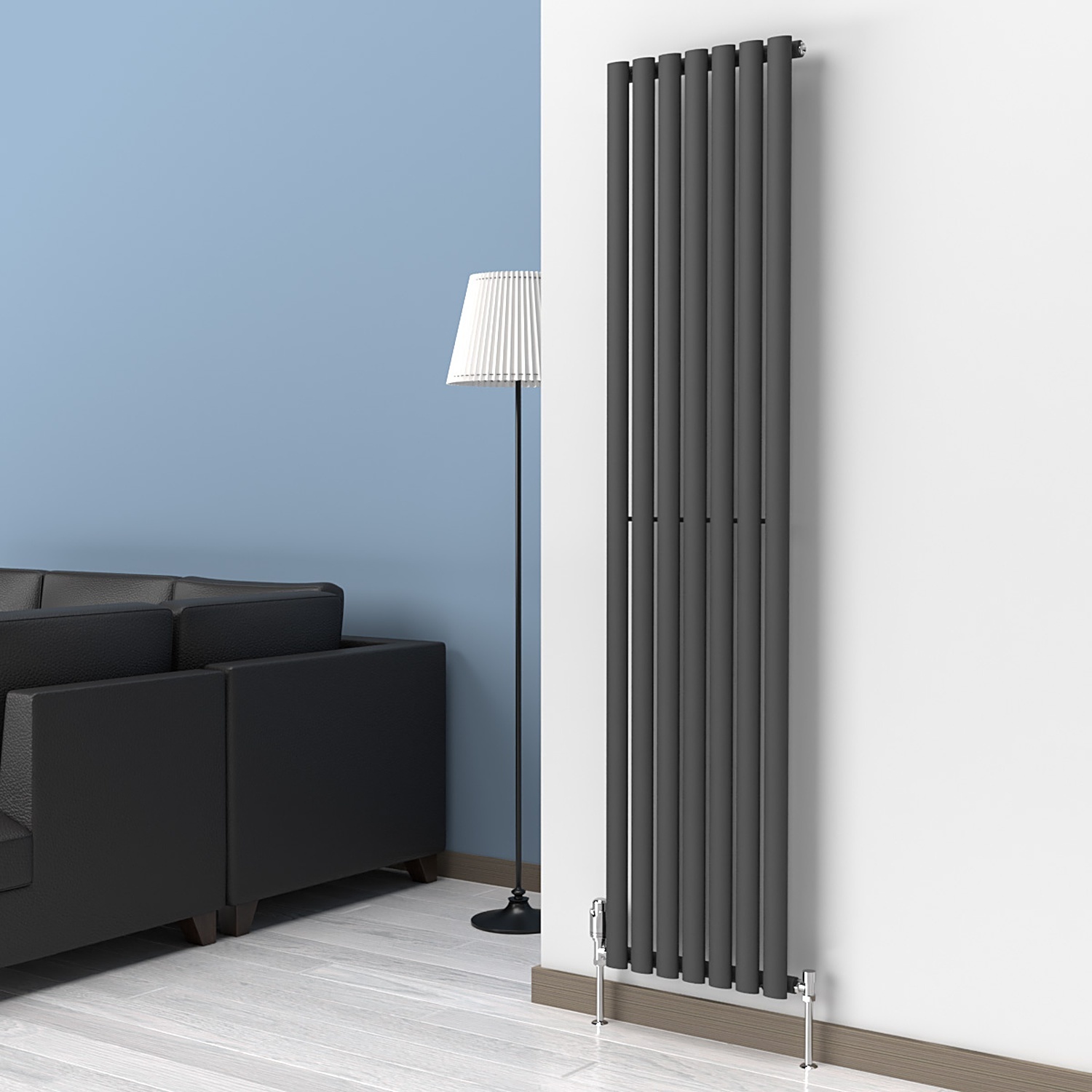B&Q - Anthracite Grey Oval Vertical Single Panel Designer Radiator 1800mm (H) X 420mm (W) - Image 2