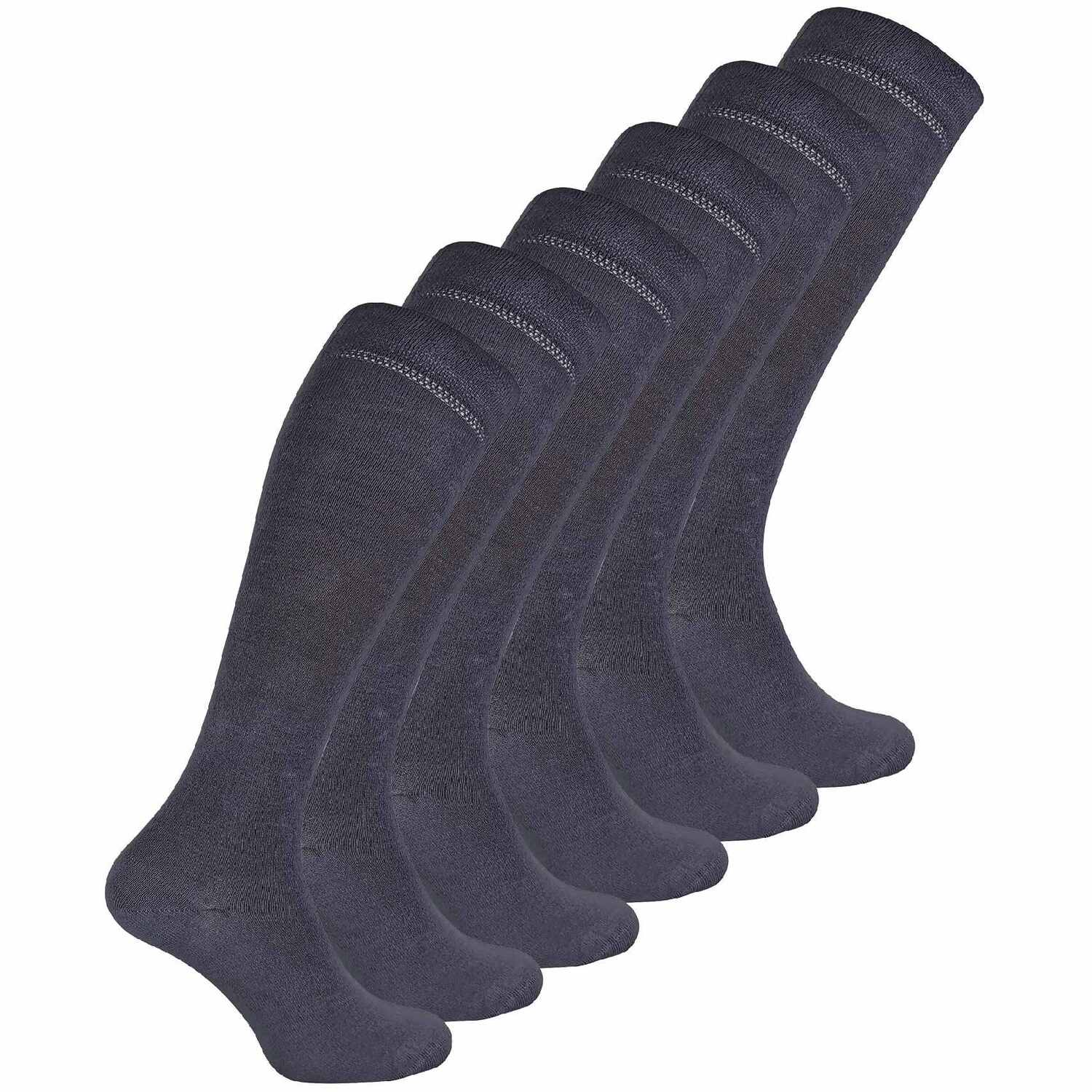 Sock Snob Women's Grey 6 Pairs Long Bamboo Socks | Knee High Plain & Patterned Design Socks In | Size: 4-7 - Image 3