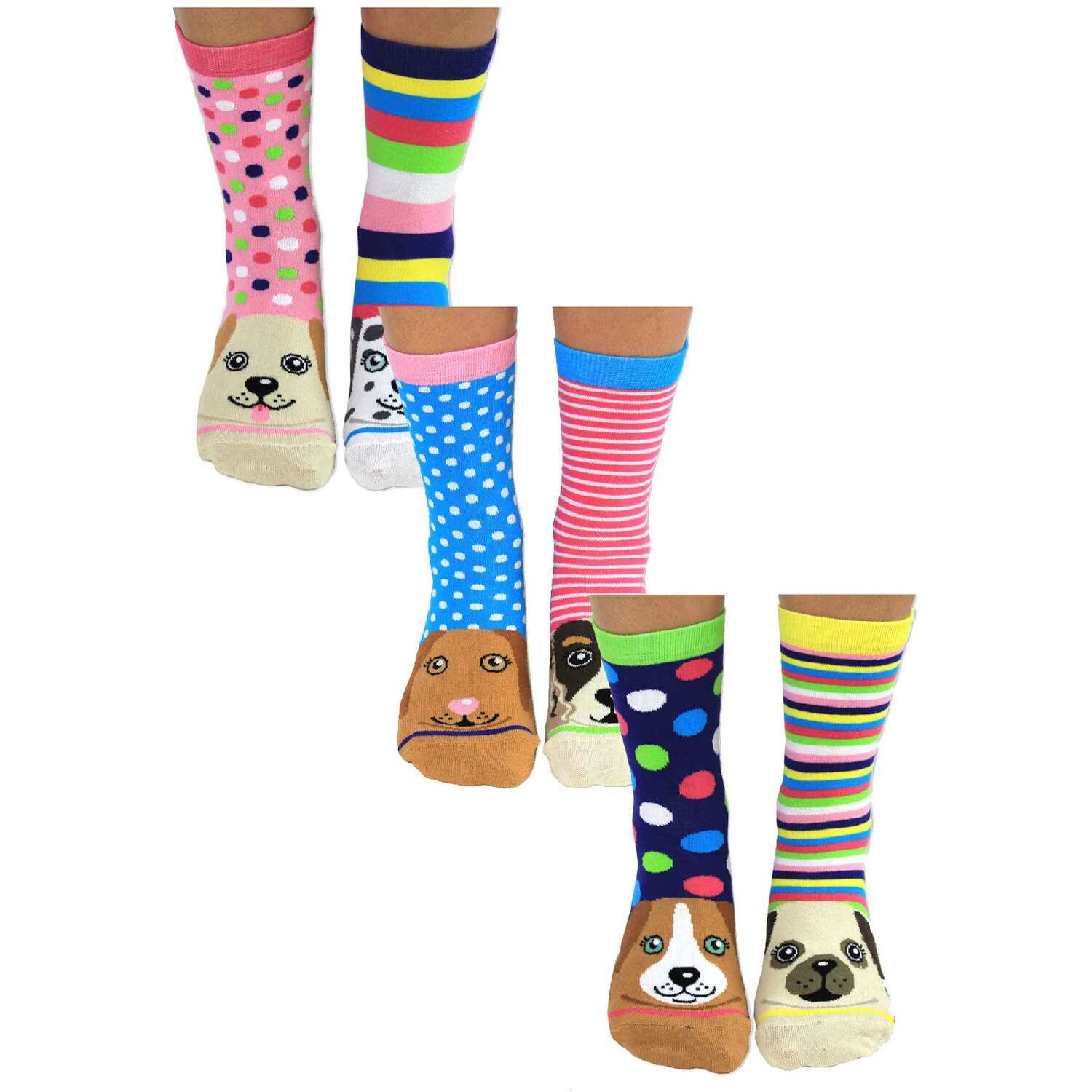 United Oddsocks 3 Pairs Paws Dogs Design Socks For Ladies - Image 4