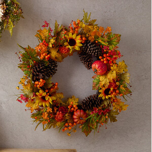 Autumnal Floral Pumpkin Wreath