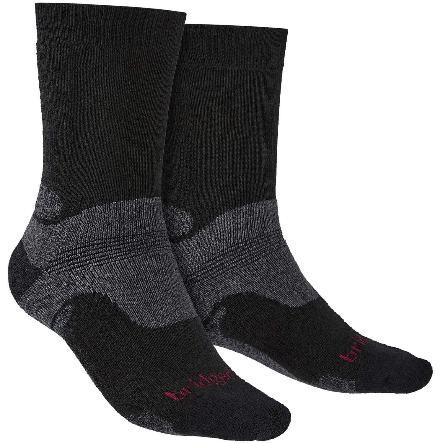 Bridgedale Men's Black Hiking Midweight Merino Wool Performance Boot Socks In | Size: 9-11 - Image 2