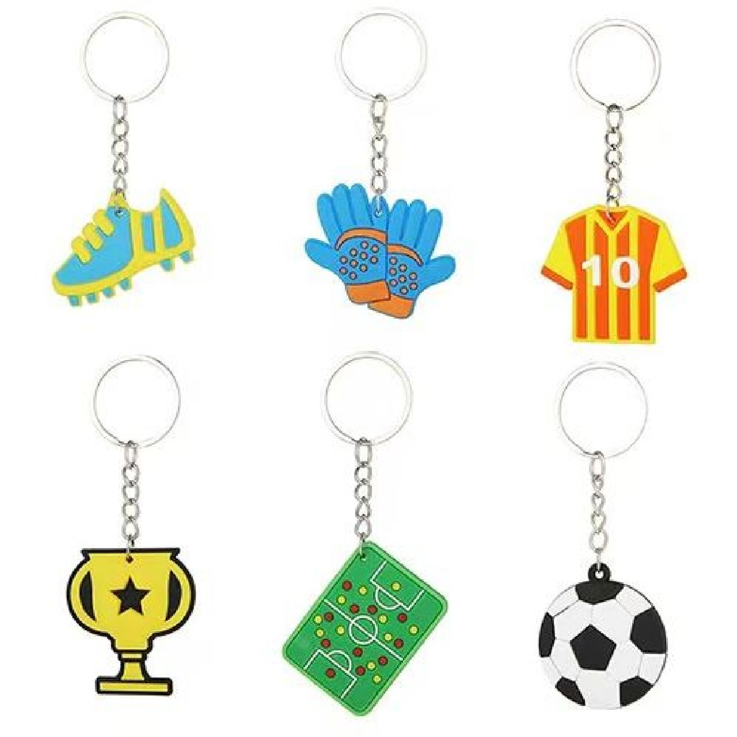  - Pack Of 12 Football Design Soccer Keychains- Theme Party Bag Filller Gifts - Image 3