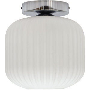 Bento White Ribbed Glass Chrome Ceiling Light Fitting